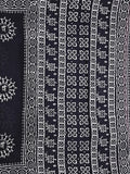 Mul cotton saree black color allover prints & printed border with printed pallu and plain contrast blouse