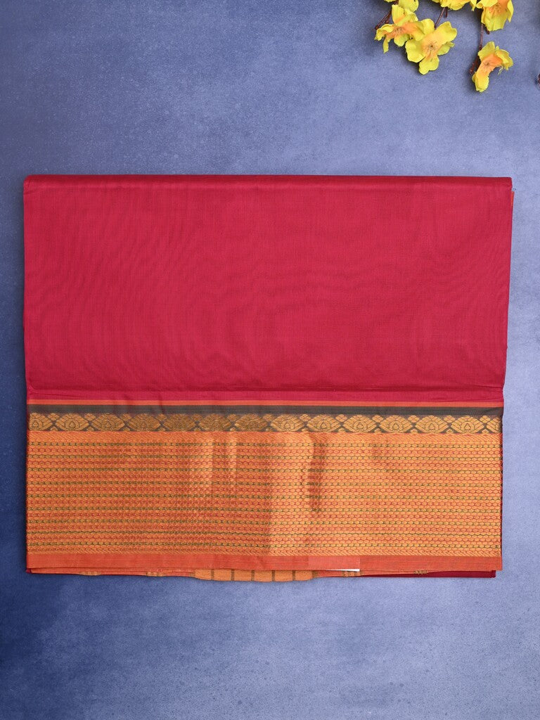 Venkatagiri cotton saree pink color allover plain & zari border with zari stripes pallu