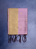 Tussar fancy saree lavender color allover zari motifs & zari border with rich pallu and contrast plain blouse