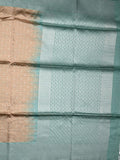 Tussar fancy saree dark beige color allover zari motifs & zari border with rich pallu and contrast plain blouse