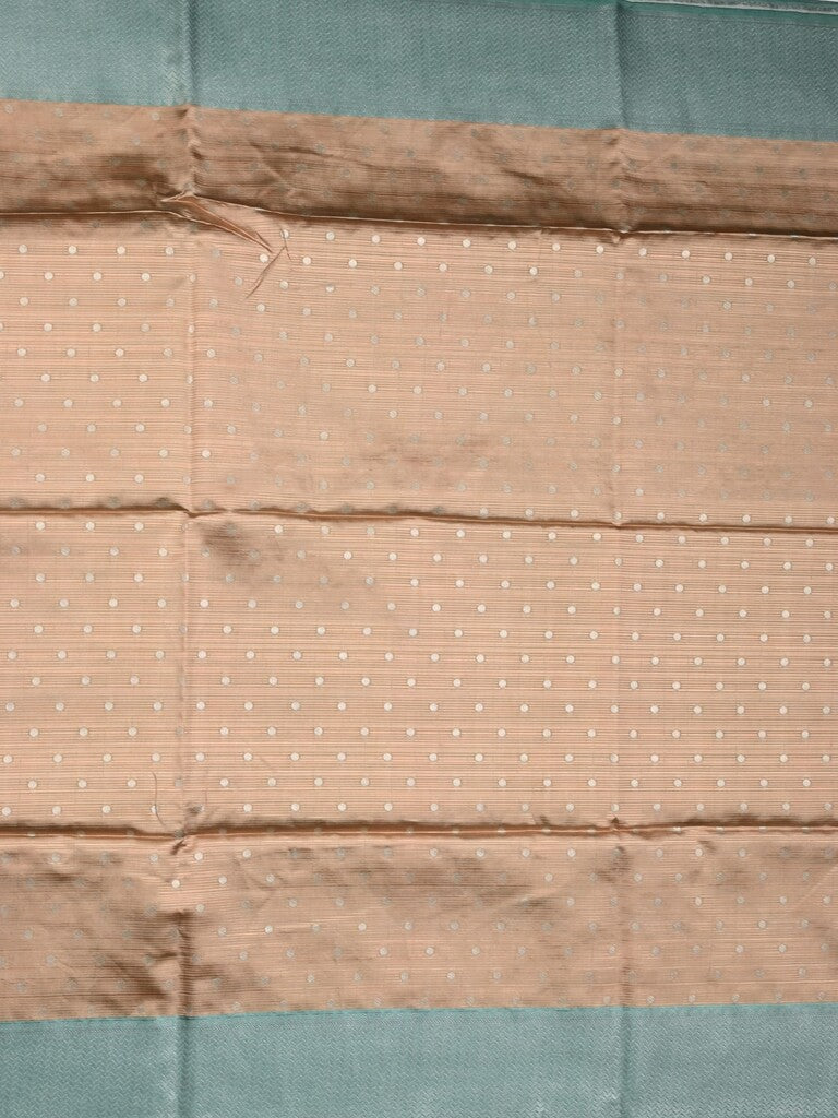Tussar fancy saree dark beige color allover zari motifs & zari border with rich pallu and contrast plain blouse