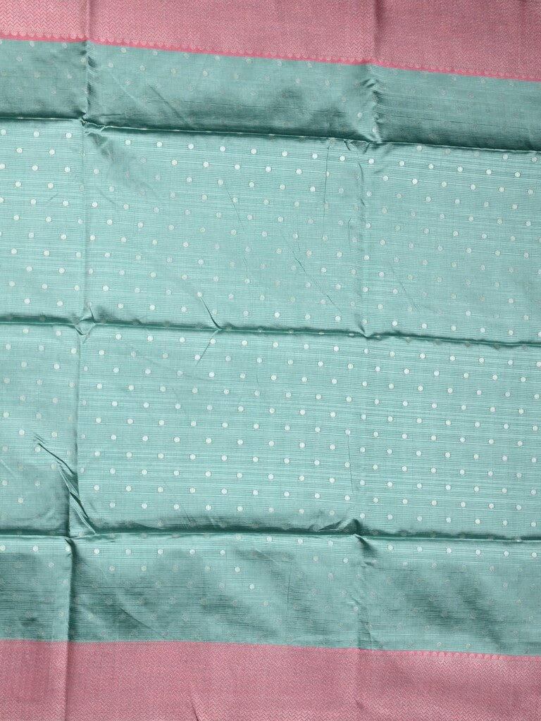 Tussar fancy saree lux green color allover zari motifs & zari border with rich pallu and contrast plain blouse