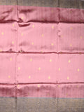 Tussar fancy saree onion pink color allover zari motifs & zari border with rich pallu and contrast plain blouse