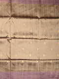 Tussar fancy saree snuff color allover zari motifs & zari border with rich pallu and contrast plain blouse