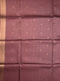 Tussar fancy saree sky blue color allover plain & printed border with rich pallu and contrast blouse