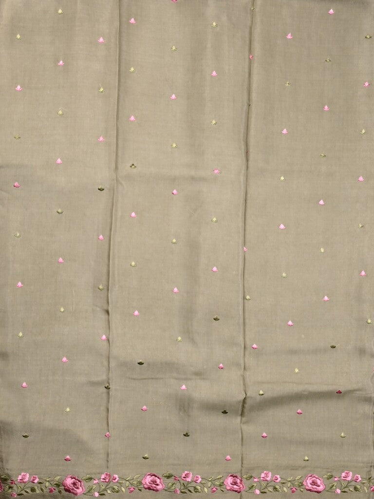 Dola tissue fancy saree snuff color allover stripes & designer fancy border with running pallu and embroidery blouse