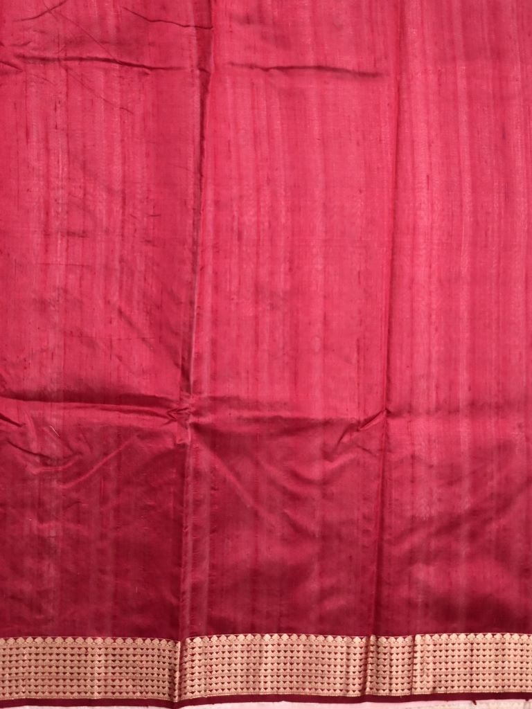 Raw silk pattu saree peach color allover zari motifs & zari border with contrast plain pallu and plain blouse