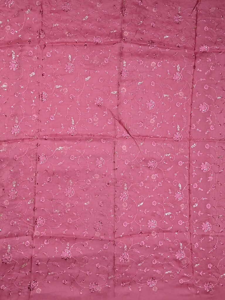 Soft organza fancy saree wine color allover embroidery motifs & embroidery border with running pallu and embroidery blouse