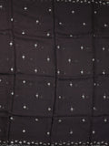 Soft organza fancy saree black color allover embroidery motifs & embroidery border with running pallu and embroidery blouse