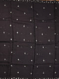 Soft organza fancy saree black color allover embroidery motifs & embroidery border with running pallu and embroidery blouse