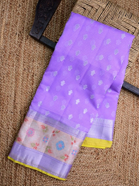 Tussar fancy saree golden yellow color allover digital kalamkari prints and zari weaving border with printed pallu and plain blouse