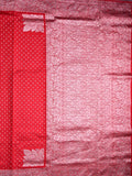 Dupion fancy saree red color allover zari motifs & silver zari border with rich pallu and brocade blouse