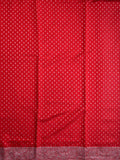 Dupion fancy saree red color allover zari motifs & silver zari border with rich pallu and brocade blouse