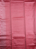 Dupion fancy saree red color allover zari motifs & silver zari border with rich pallu and brocade blouse