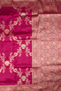 Dola silk saree wine color with allover meenakari work, rich pallu, small zari border and running plain blouse.