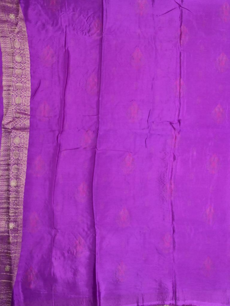 Banaras fancy saree magenta pink color allover zari stripes & zari weaving kanchi border with rich pallu and contrast zari motifs blouse