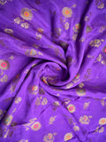 Chinnon fancy saree lavender color allover zari weaves & zari border with rich pallu and attached self blouse