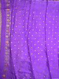 Chinnon fancy saree lavender color allover zari weaves & zari border with rich pallu and attached self blouse