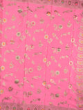Chinnon fancy saree light pink color allover zari weaves & zari border with rich pallu and attached self blouse