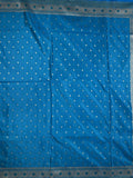 Banaras pattu saree sky blue color allover zari weaves & zari weaving border with rich pallu and contrast plain blouse