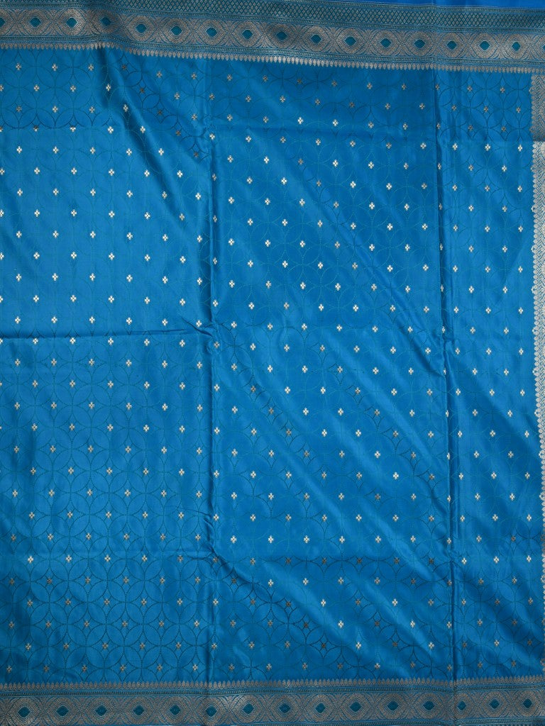 Banaras pattu saree sky blue color allover zari weaves & zari weaving border with rich pallu and contrast plain blouse