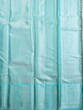 Kanchi tissue pattu bridal saree light blue color allover zari weaving & zari border with rich pallu and attached plain blouse