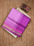 Uppada seiko pattu saree light purple color allover plain & temple border with zari contrast pallu and attached plain blouse