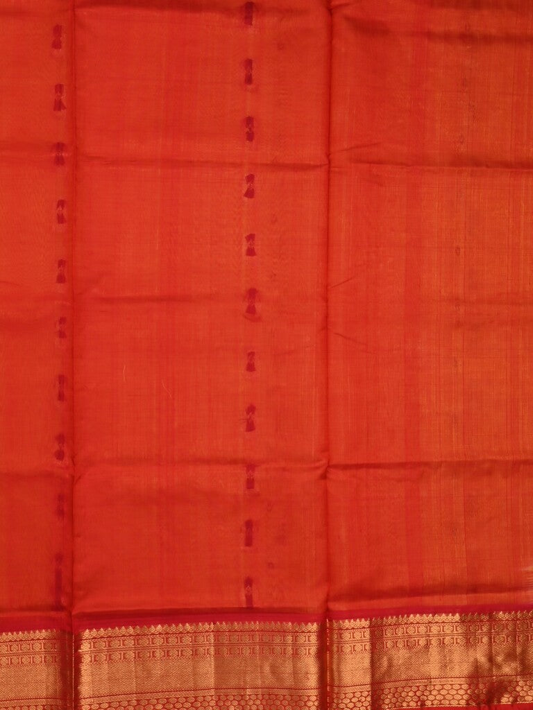 Venkatagiri pattu saree golden yellow color allover zari motifs & kaddi border with rich contrast pallu and attached plain blouse