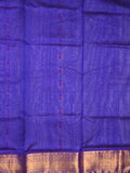 Venkatagiri pattu saree bluish grey color allover zari motifs & kaddi border with rich contrast pallu and attached plain blouse