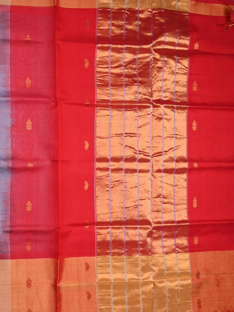 Uppada seiko pattu saree bluish grey color allover zari motifs & kaddi border with zari contrast pallu and attached plain blouse