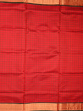 Uppada seiko pattu saree red color allover checks & kaddi border with zari contrast pallu and attached plain blouse