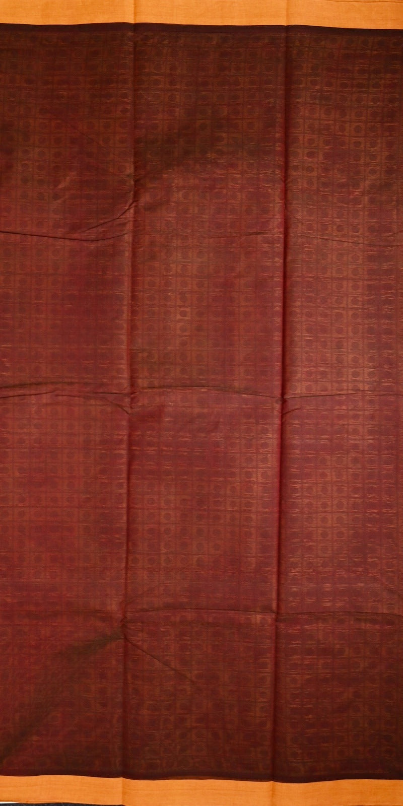 Kanchi cotton saree brown color with allover thread work, small contrast border, running pallu and plain blouse