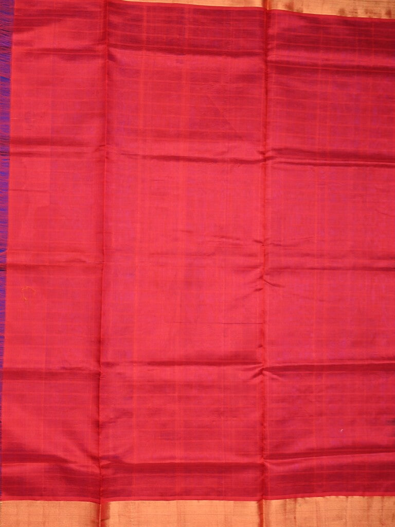 Uppada seiko pattu saree royal blue color allover checks & kaddi border with zari contrast pallu and attached plain blouse