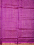 Uppada seiko pattu saree baby pink color allover plain & temple border with zari contrast pallu and attached plain blouse