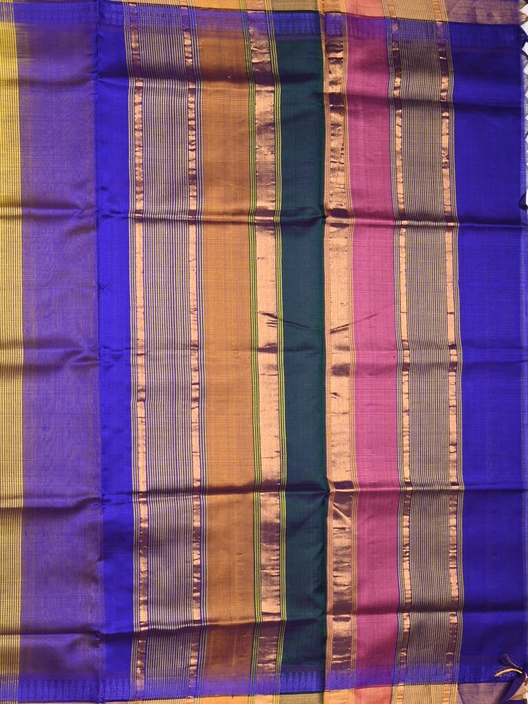 Uppada seiko pattu saree yellow color allover plain & temple border with zari contrast pallu and attached plain blouse