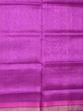 Uppada seiko pattu saree light purple color allover plain & temple border with zari contrast pallu and attached plain blouse