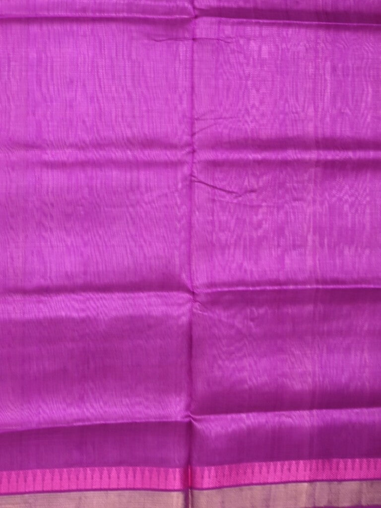 Uppada seiko pattu saree light purple color allover plain & temple border with zari contrast pallu and attached plain blouse