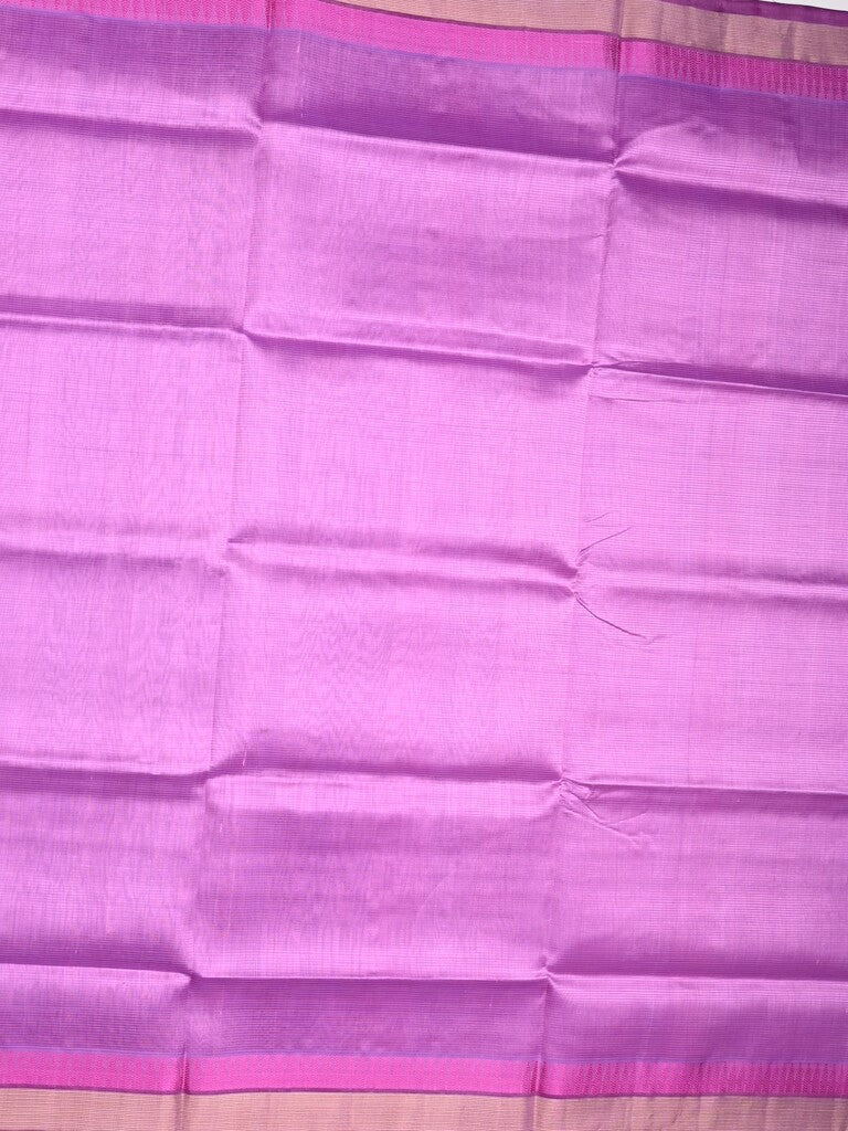 Uppada seiko pattu saree light purple color allover plain & temple border with zari contrast pallu and attached plain blouse
