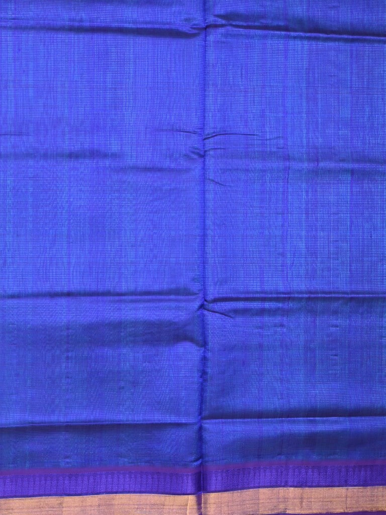 Uppada seiko pattu saree light blue color allover plain & temple border with zari contrast pallu and attached plain blouse