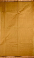 Kanchi cotton saree musturd yellow color with thread motive weaves, small zari border, contrast pallu and plain blouse.