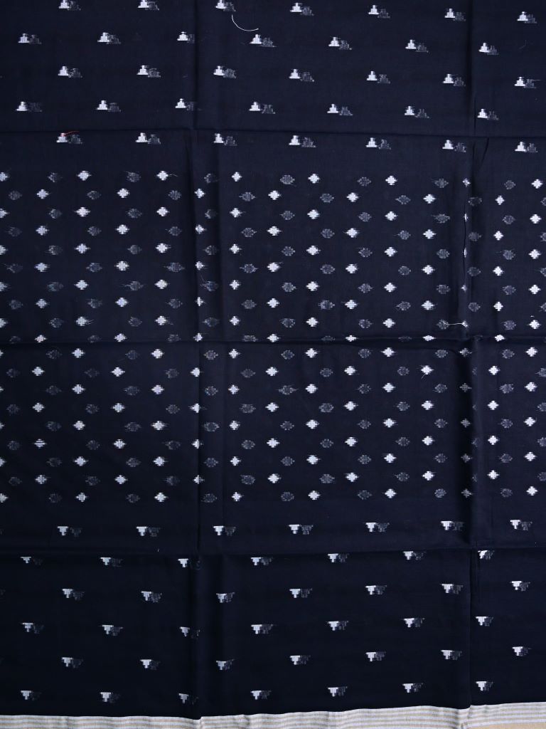 Lenin cotton saree black color allover weaves & small kaddi border with self pallu and attached blouse