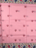 Soft organza fancy saree baby pink color allover motifs with printed border and printed pallu & blouse