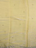 Organza shimmer fancy saree light yellow color allover embroidery motifs & embroidery border with running pallu and embroidery blouse
