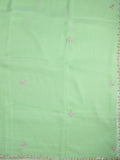 Organza shimmer pista green color allover embroidery butis & embroidery border with running pallu and attached blouse