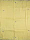 Organza shimmer light yellow color allover embroidery butis & embroidery border with running pallu and attached blouse