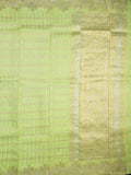 Matka kadhi fancy saree pista green color allover zari checks with motifs & zari border with short pallu and plain self blouse