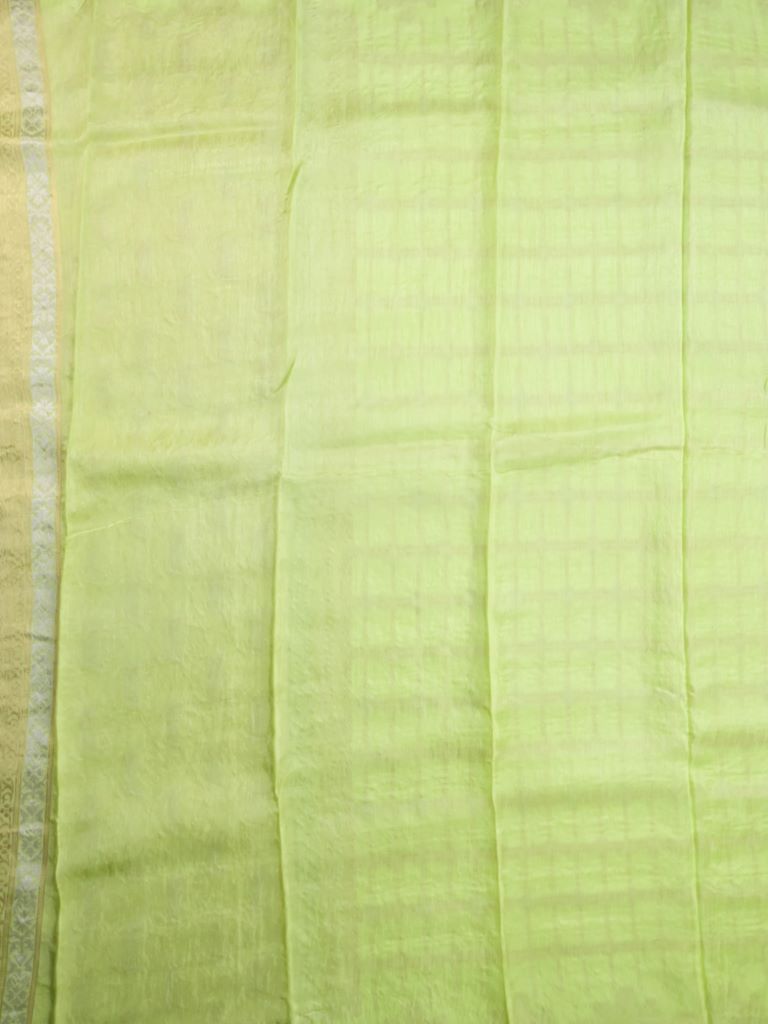 Matka kadhi fancy saree pista green color allover zari checks with motifs & zari border with short pallu and plain self blouse