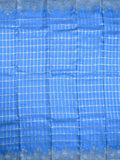 Matka kadhi fancy saree sky blue color allover zari checks with motifs & zari border with short pallu and plain self blouse