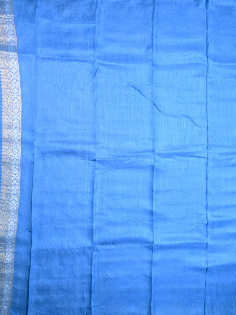 Matka kadhi fancy saree sky blue color allover zari checks with motifs & zari border with short pallu and plain self blouse