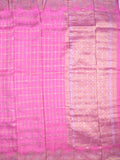 Matka kadhi fancy saree baby pink color allover zari checks with motifs & zari border with short pallu and plain self blouse
